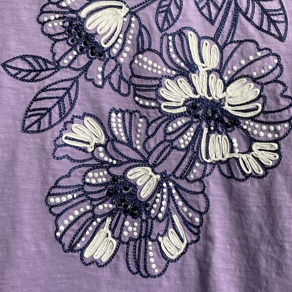 Alfred Dunner Women’s XL Purple Long Sleeve Floral Embroidered Top Cottagecore - Picture 6 of 12